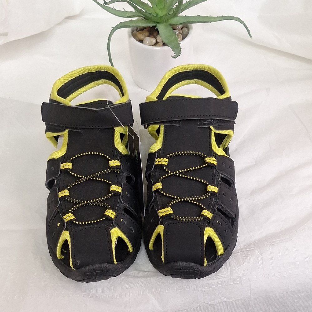 Black and Yellow Sport Sandals with Adjustable Straps